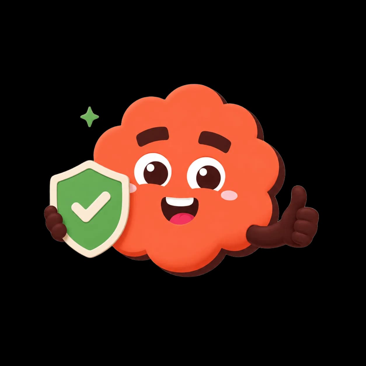 Pluzinho com escudo e sinal de positivo.